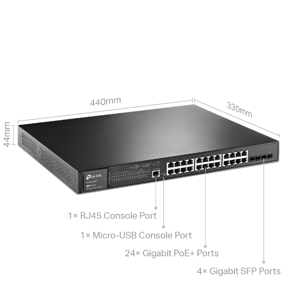 TL-SG3428MP | JetStream 28-Port Gigabit L2 Managed Switch with 24-Port PoE+ | Omada by TP-Link