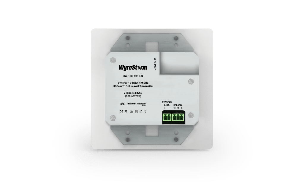 WyreStorm Synergy 2-Input 4K60Hz HDBaseT 3.0 In-Wall Transmitter - SW-120-TX3-US