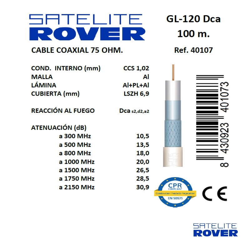 Cable Coaxial GL120 ICT CATV Bobina 100m - Satelite Rover