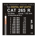 Cable Coaxial Bieffe CAT 265R 1,63mm Cu / Cu PE+UV 10mm Negro bobina 250 m | Satelite Rover BI010266