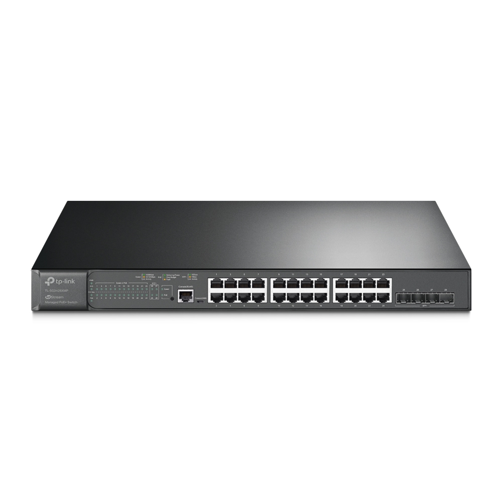 TL-SG3428XMP | JetStream 24-Port Gigabit and 4-Port 10GE SFP+ L2+ Managed Switch with 24-Port PoE+ | TP-Link
