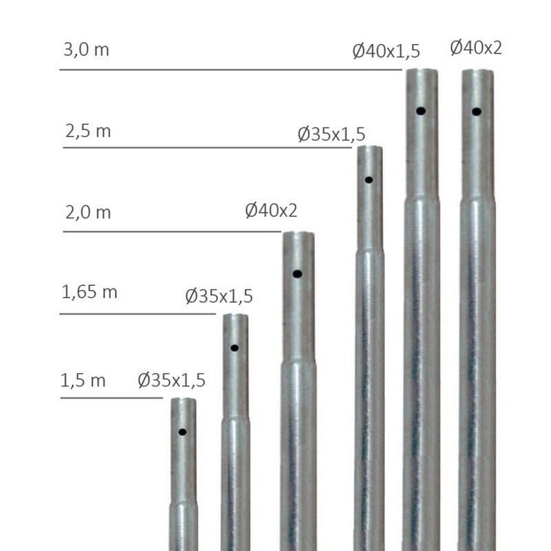 Mástil de antena 1,5 m Ø35 mm 1,5 mm galvanizado | Satelite Rover 61045