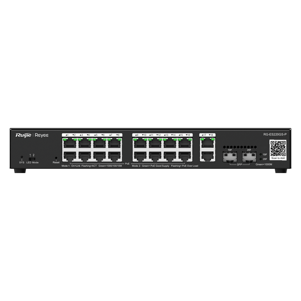 RG-ES220GS-P | Reyee Switch PoE Cloud Gestionable