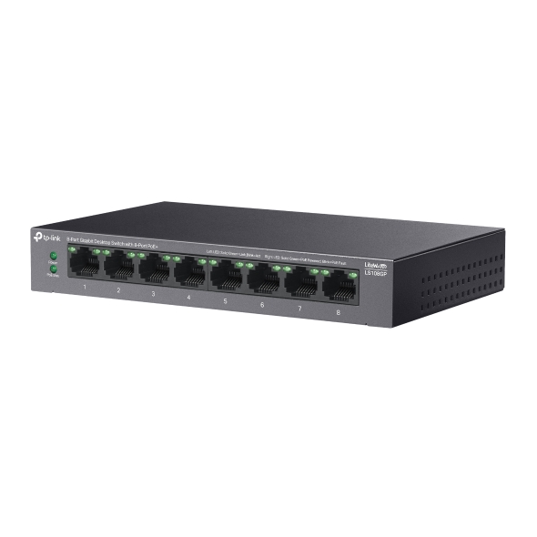 TP-Link LS108GP | 8-Port Gigabit Desktop Switch with 8-Port PoE+