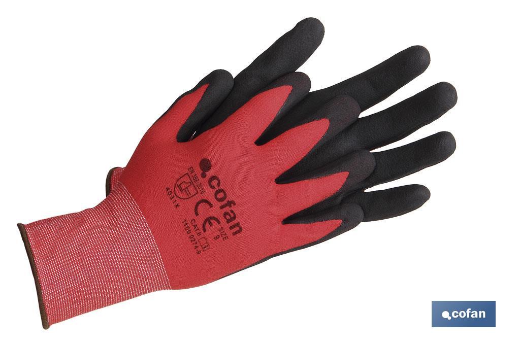 [CF-11000274-8] GUANTE IMPREGNADO SANDY COATED ROJO/NEGRO TALLA 8