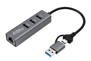 [ET-W128609511] MicroConnect USB 3.2 Gen 1 Hub 4-Port with Ethernet and USB-C & A Connectors