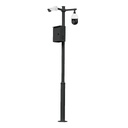 Báculo desmontable de 4,5m de altura en acero galvanizado de color negro con soporte para cámara y speed dome