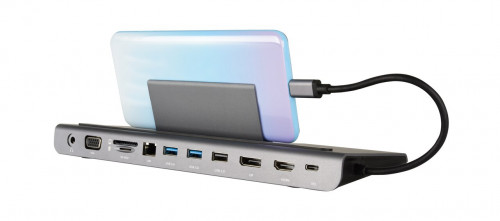 [M-1338381] KRAMER KDOCK-4 USB-C HUB MULTIPORT ADAPTER 2 USB 3.0, 1USB 2.0, 1 ETHERNET, SD, UNBALANCED STEREO OUTPUT:4K@30 HDMI ,4K@30 DP,VGA (91-00015999)